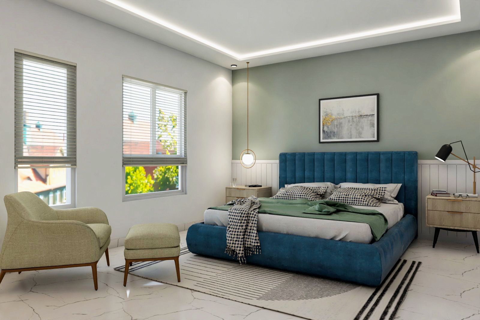 Modern Peripheral Single-Layered Ceiling Design With Cove Lights