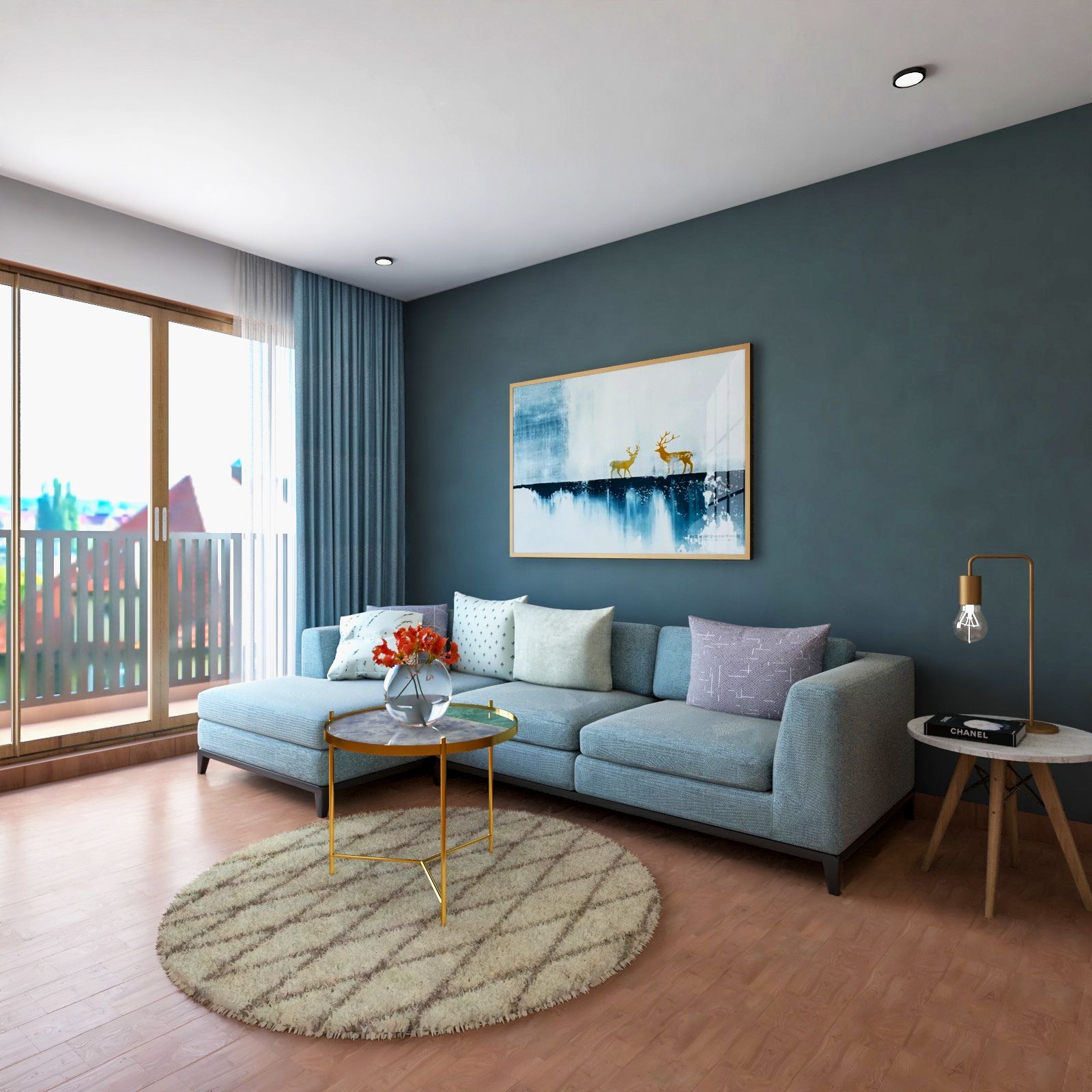 Contemporary Dark Grey Living Room Wall Paint Design