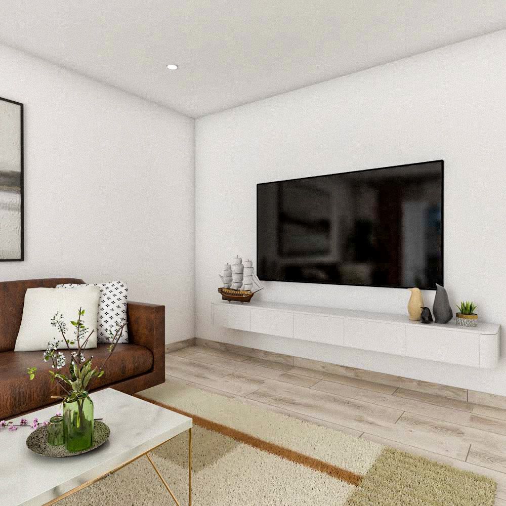Modern Wall-Mounted TV Unit Design In White