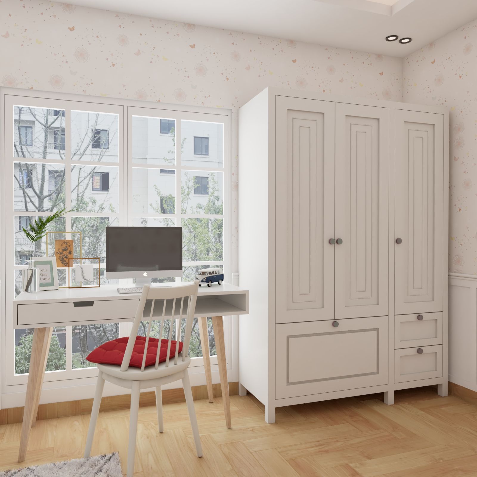 Classic 3-Door Swing Wardrobe Design In White