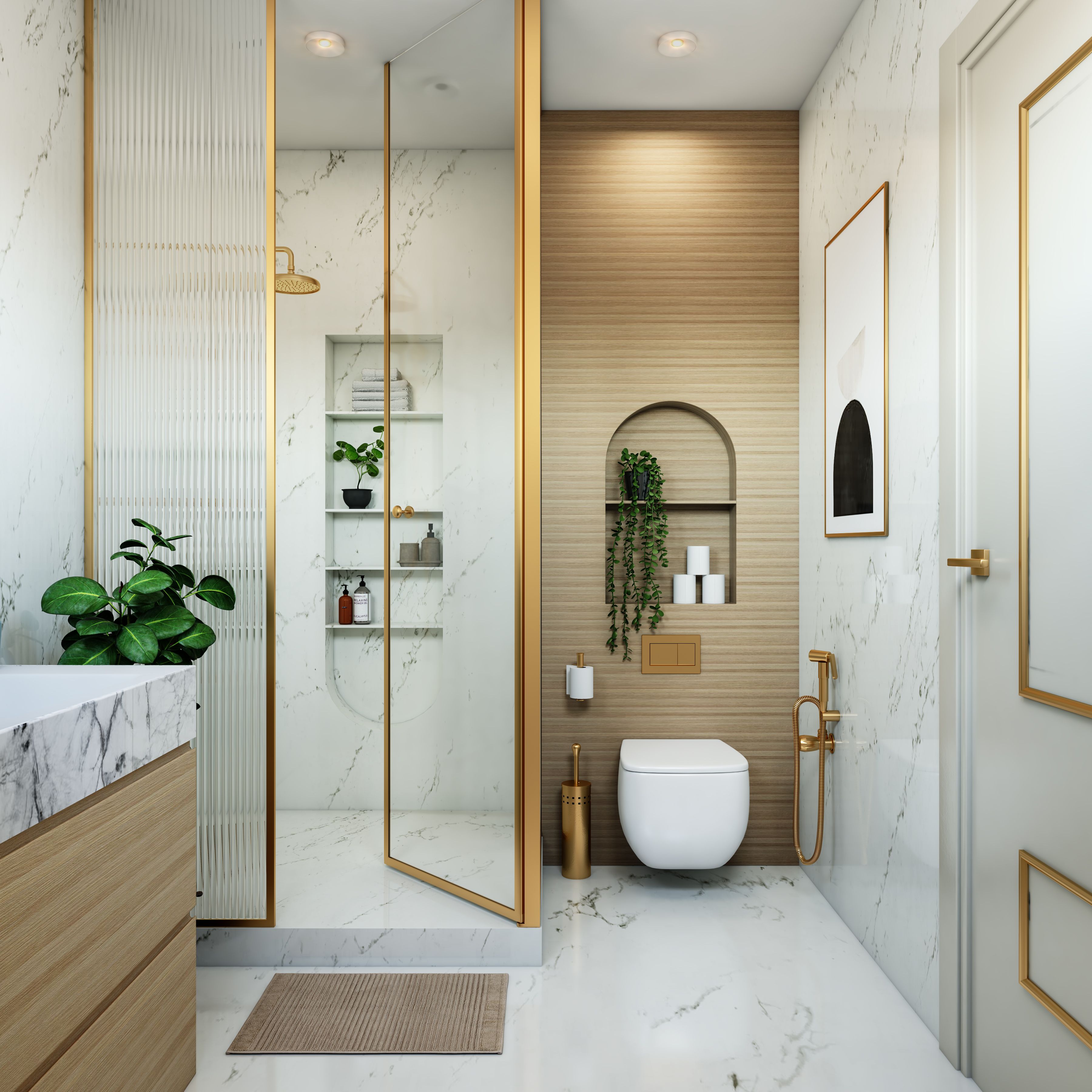 Modern Bathroom Design With Wall Niches