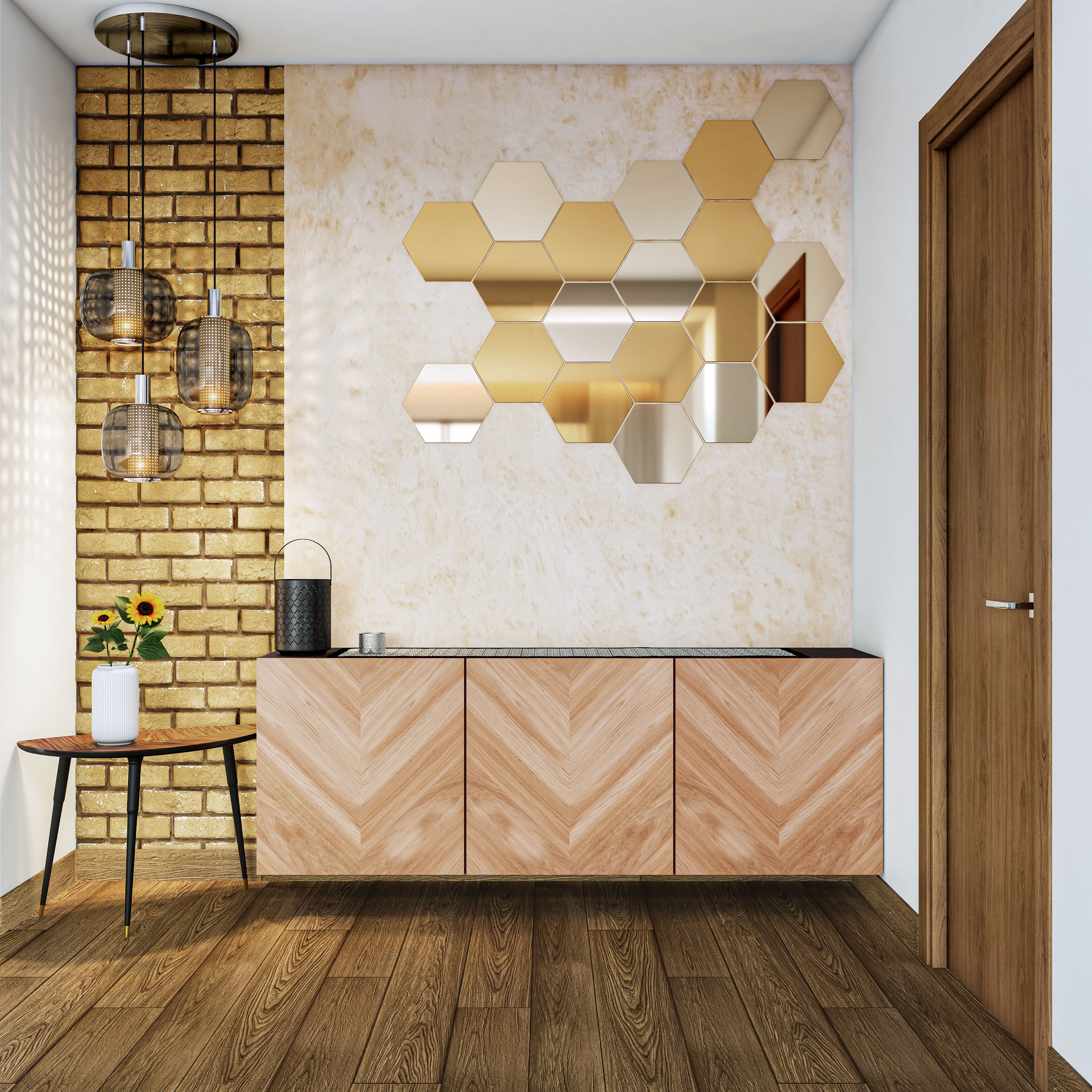 Spacious Foyer Design With Mirrors Livspace