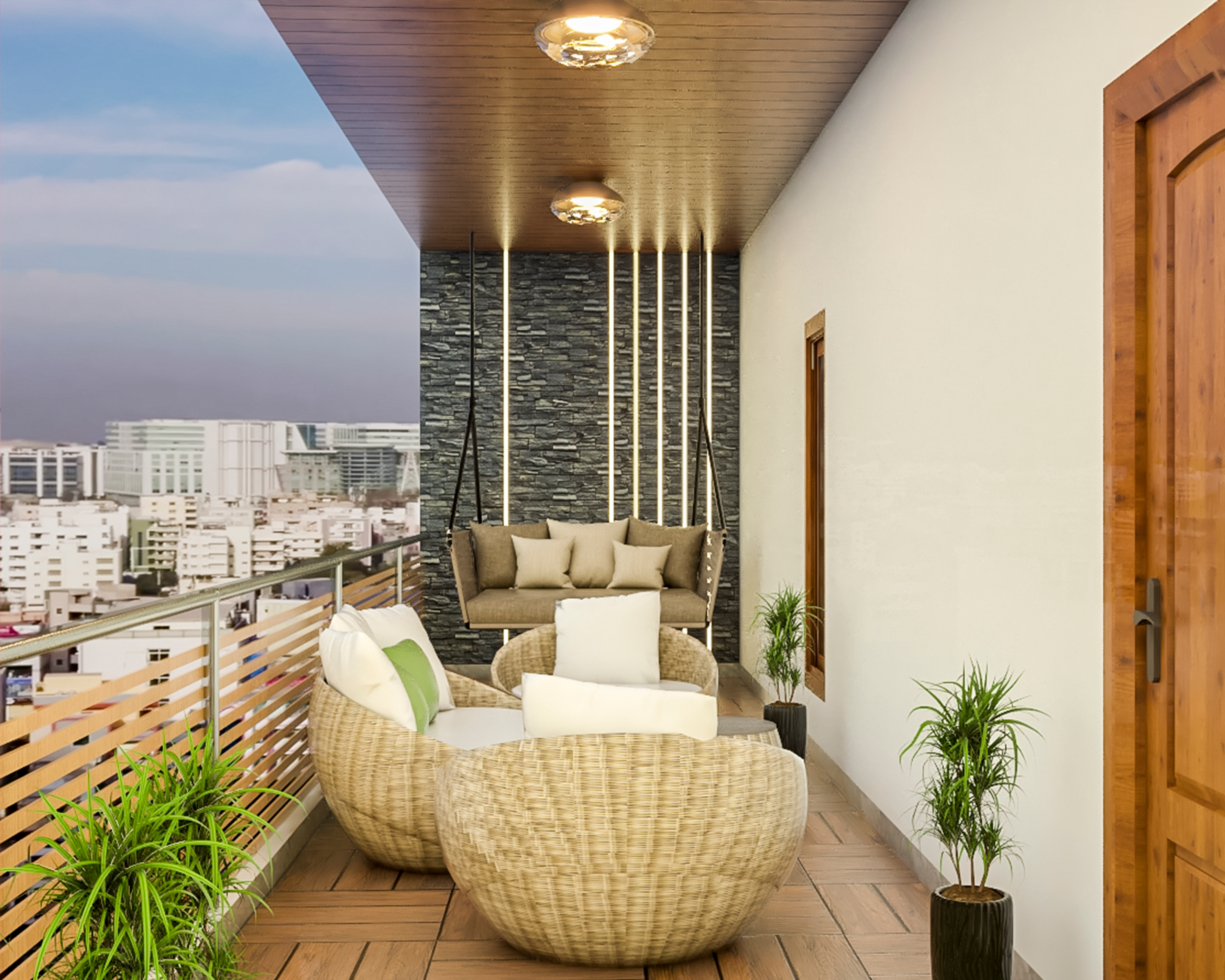 Modern Style Spacious Convenient Balcony Design