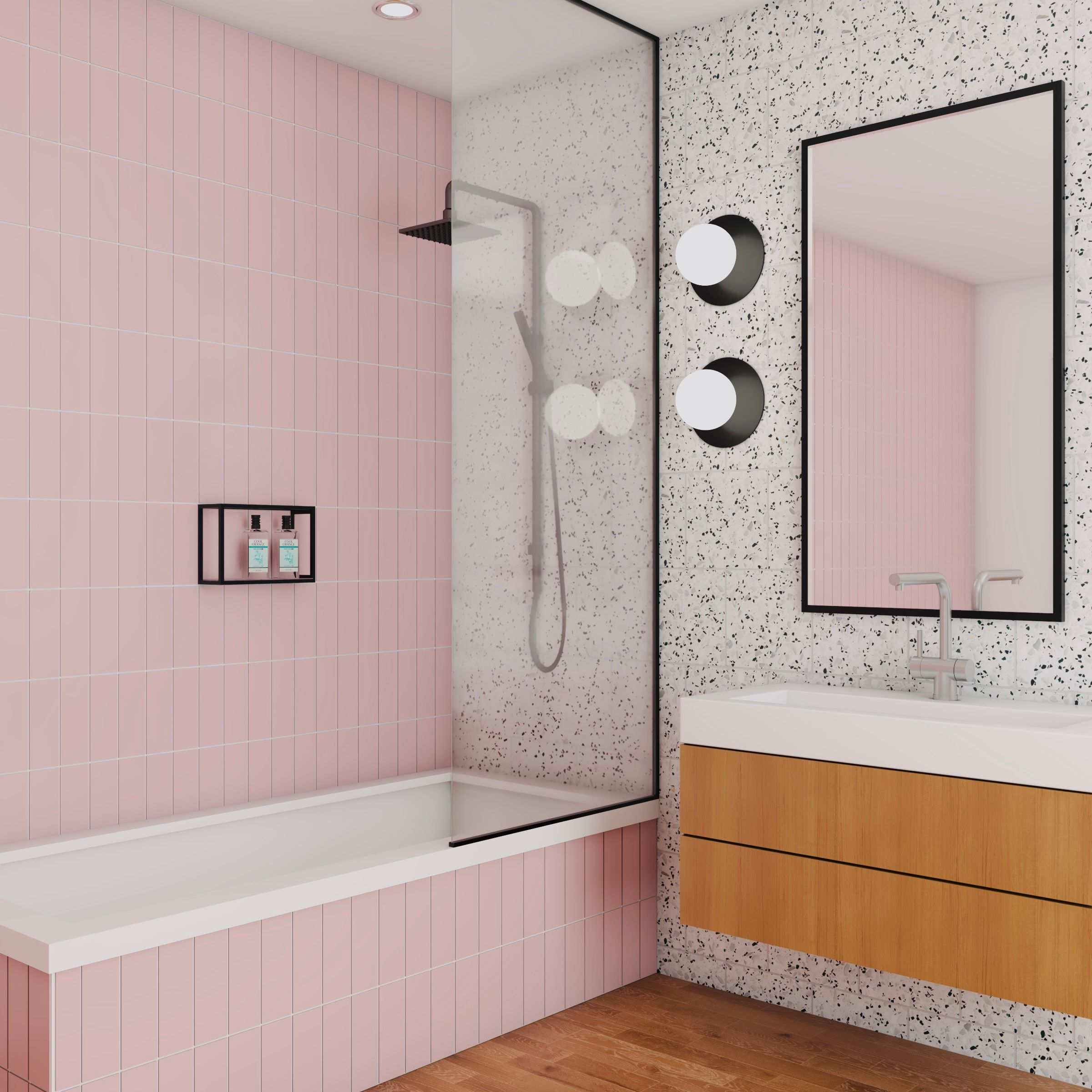 Pink Shabby Chic Spacious Bathroom Design