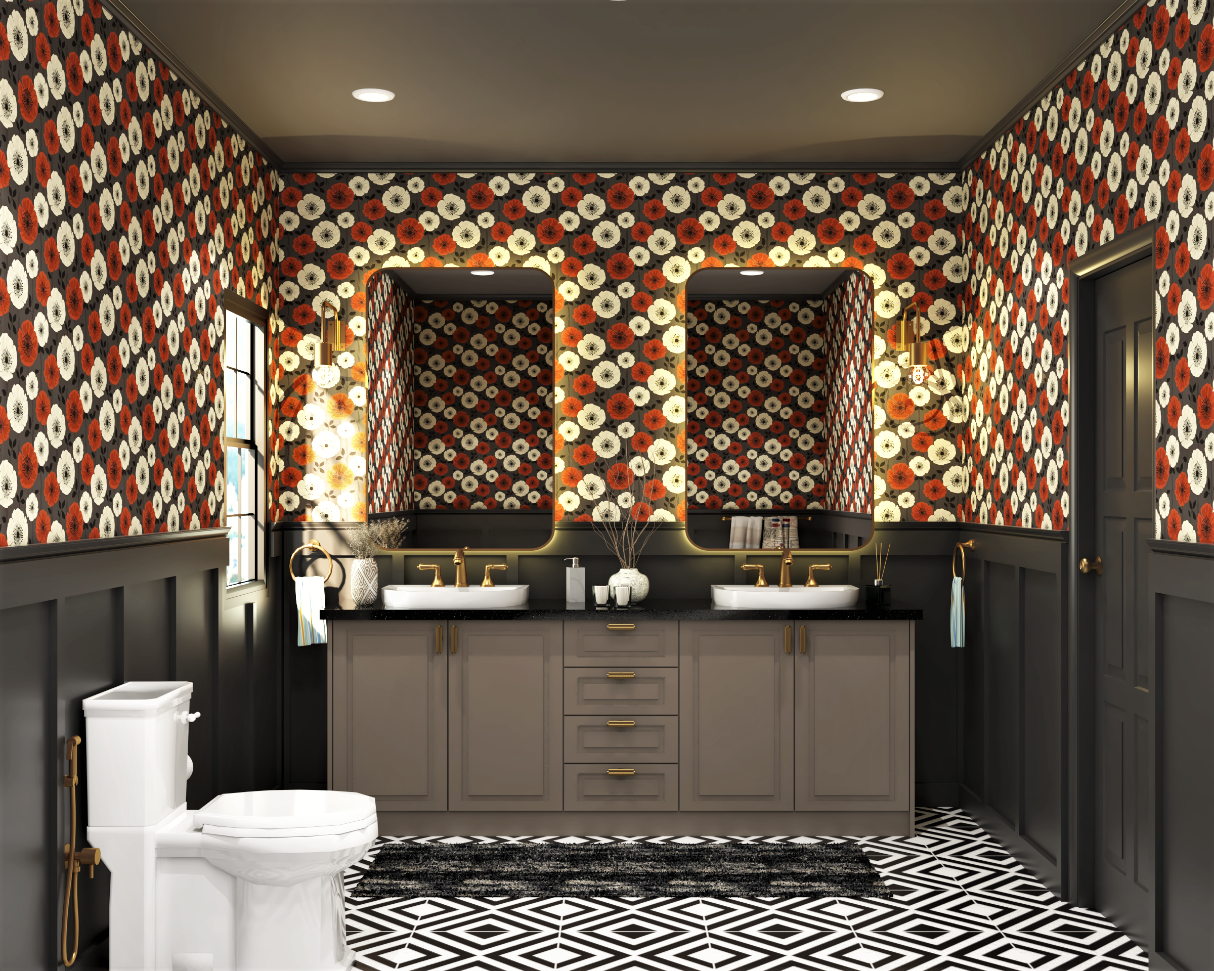 Floral Classic Spacious Bathroom Design