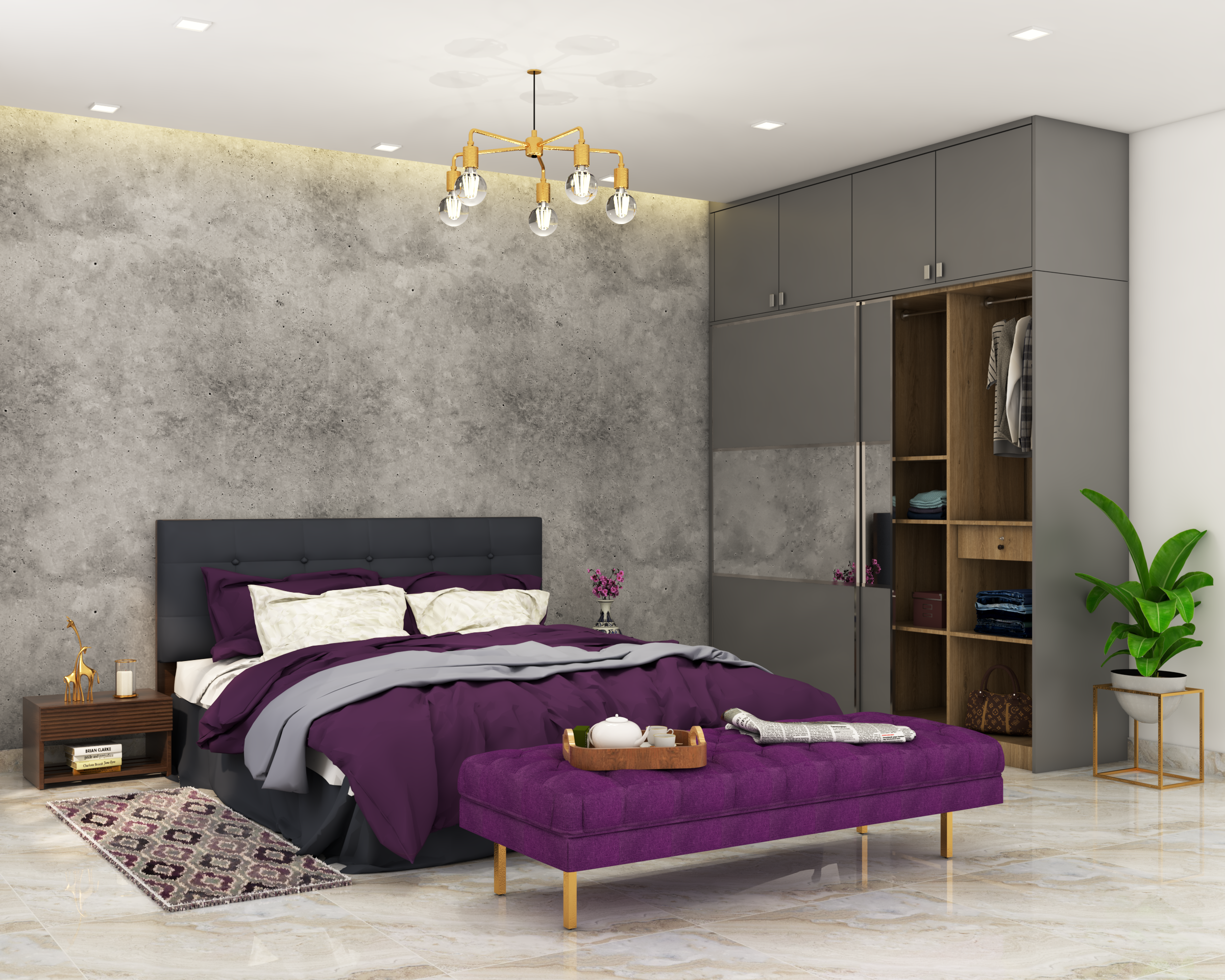 Contemporary Bedroom Wallpaper With A Textured Finish