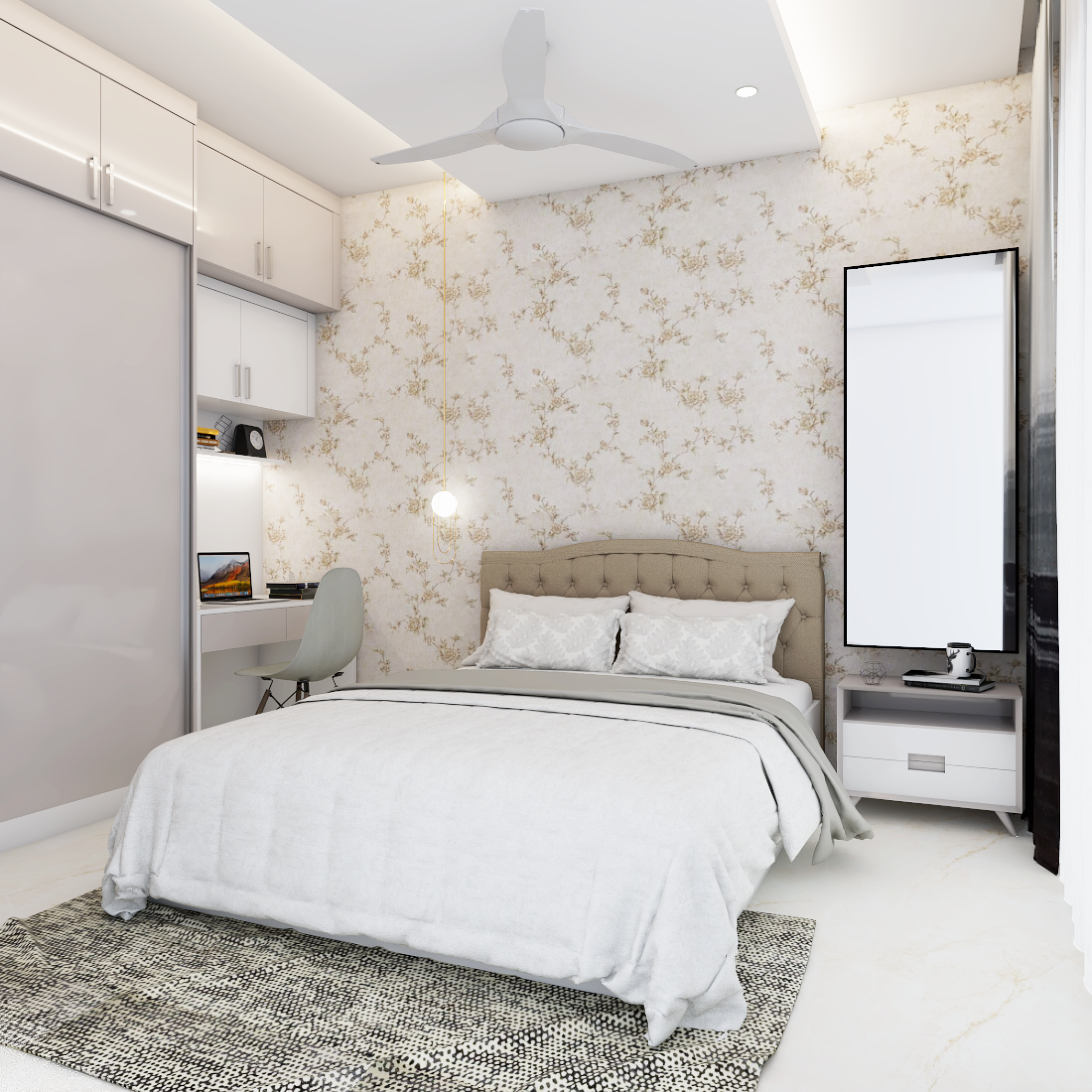 Modern Bedroom Wallpaper With A Desert Motif