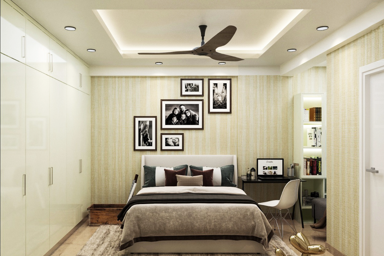 White And Beige Modern Bedroom Wallpaper