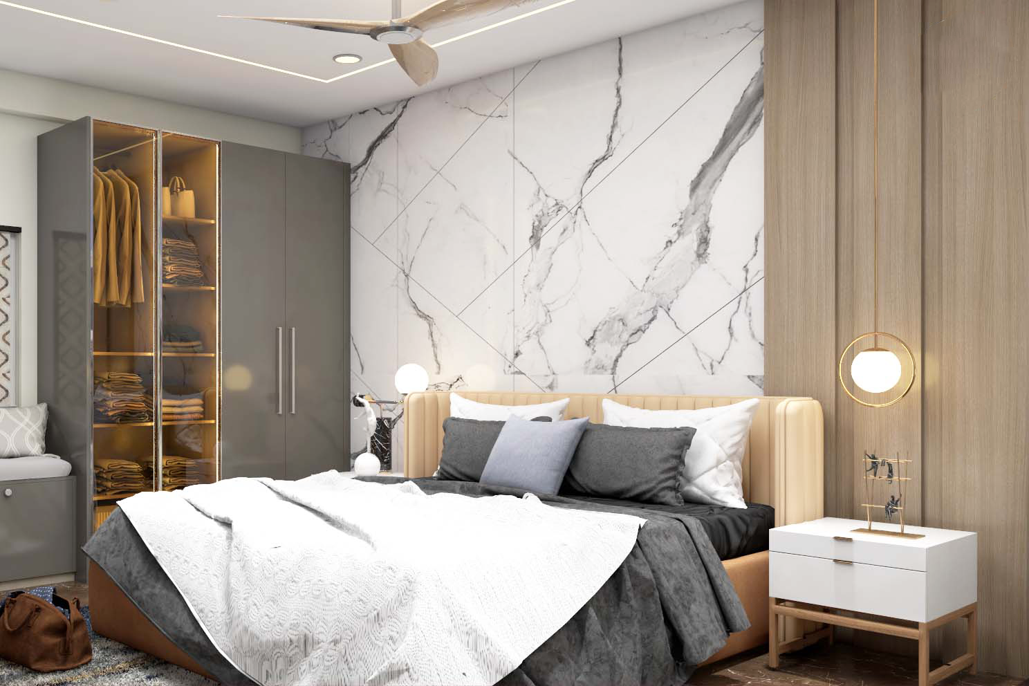 Spacious Modern Style Low Maintenance Master Bedroom Design Livspace