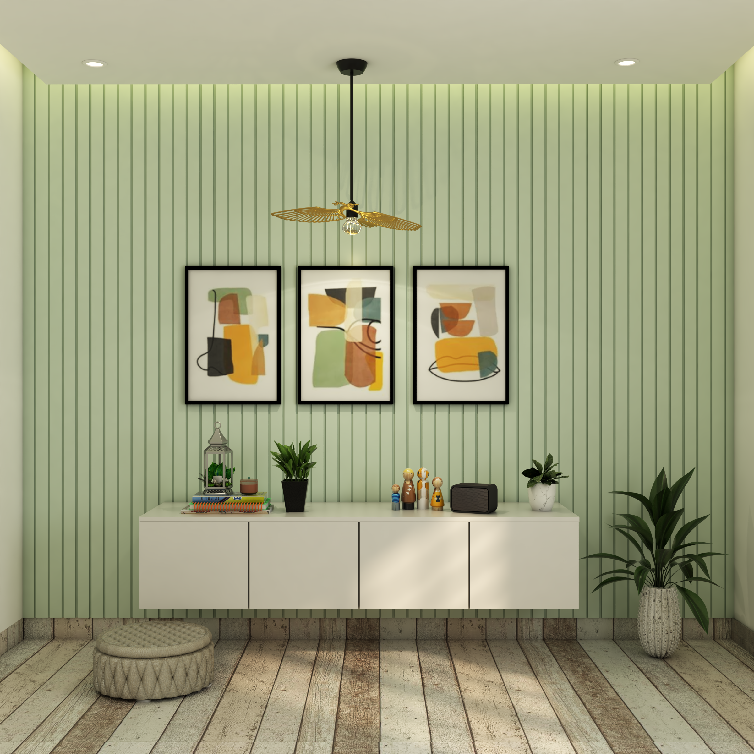 Contemporary Foyer With Pastel Green Interiors For Rental Homes