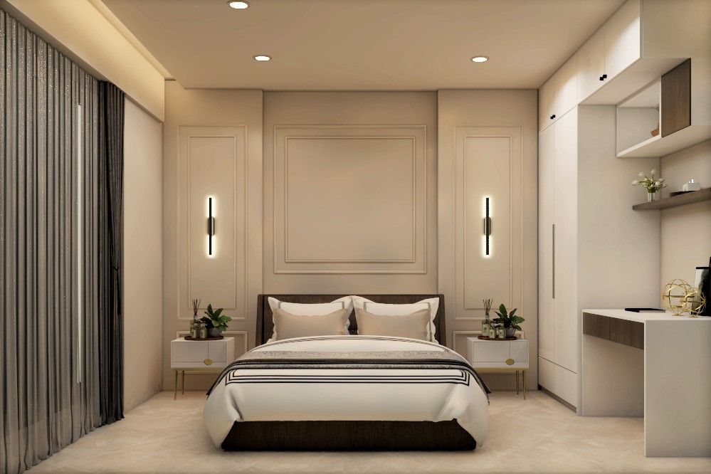 Modern Bedroom Wall Design With Wall Lamps