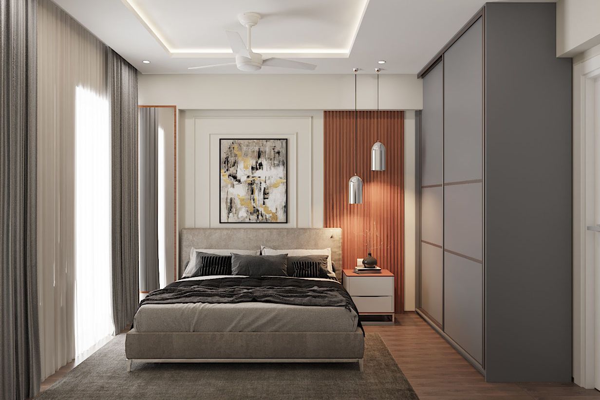 White And Brown Contemporary Bedroom Wall Design