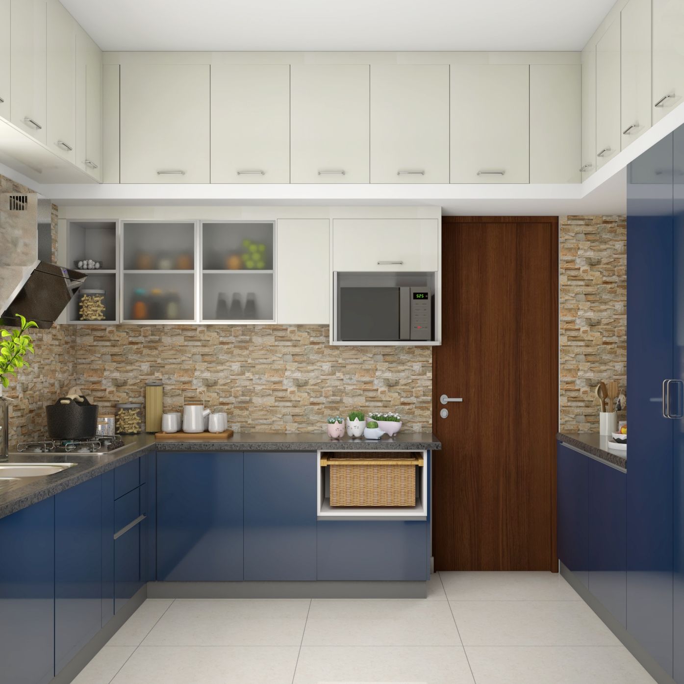 Modular Spacious Kitchen Design With Loft Space Livspace