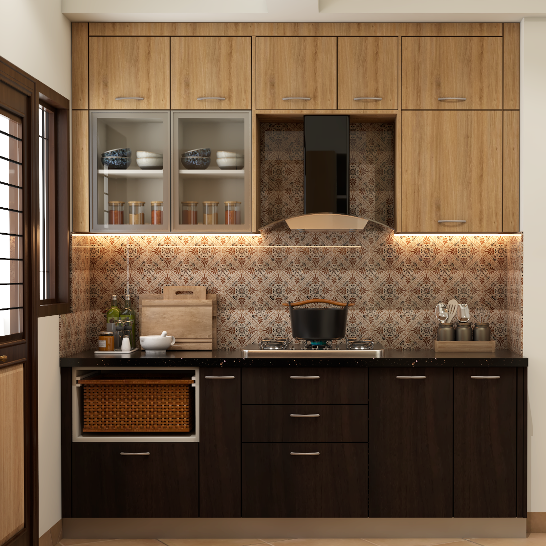 Modern Modular Kitchen Design With Large Window
