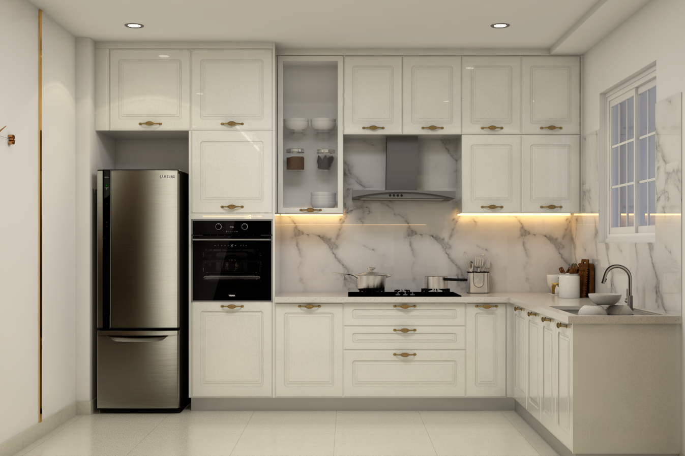 Spacious Classic Themed Low-Maintenance Kitchen Design | Livspace