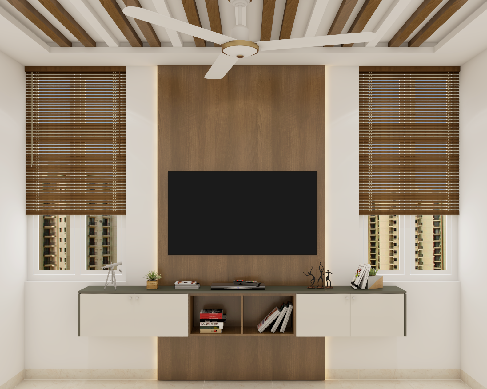 Compact Sized Contemporary Maximum Storage TV Unit Design | Livspace