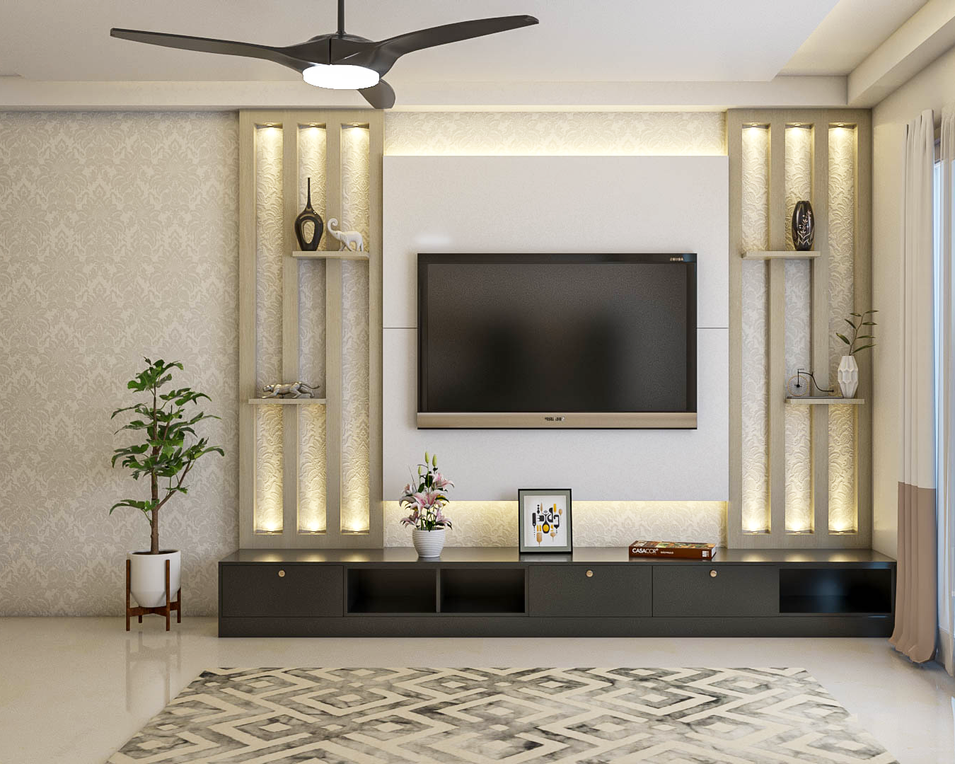 Compact Rustic Themed Living Room Design Livspace