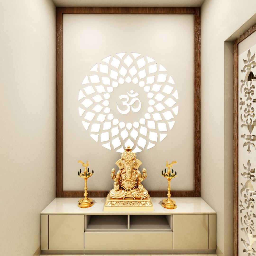 Contemporary Themed Spacious Convenient Pooja Room Design Livspace