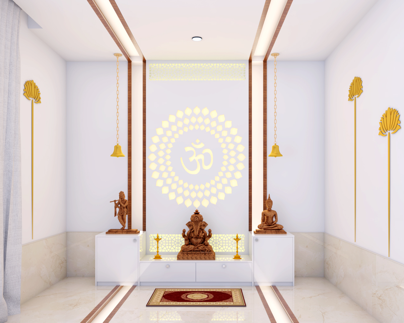 Spacious Modern Pooja Room Design