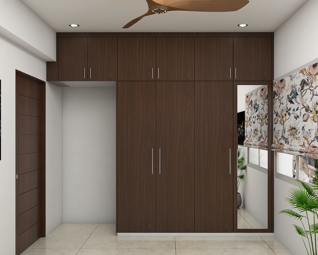 Modern Compact 4-Door Wooden Wardrobe Design