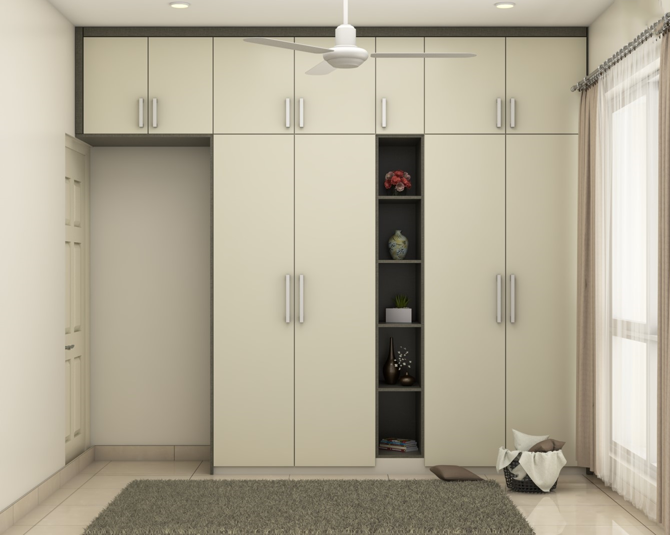 Modern Convenient Wardrobe Design With Open Compartments