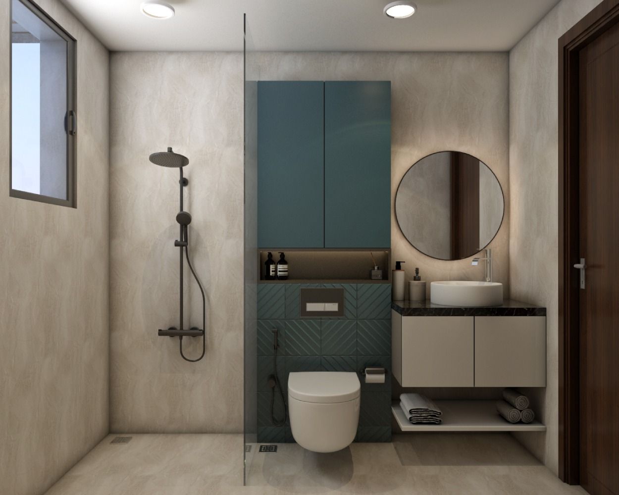 Contemporary Small Bathroom Idea With A Separate Shower Unit