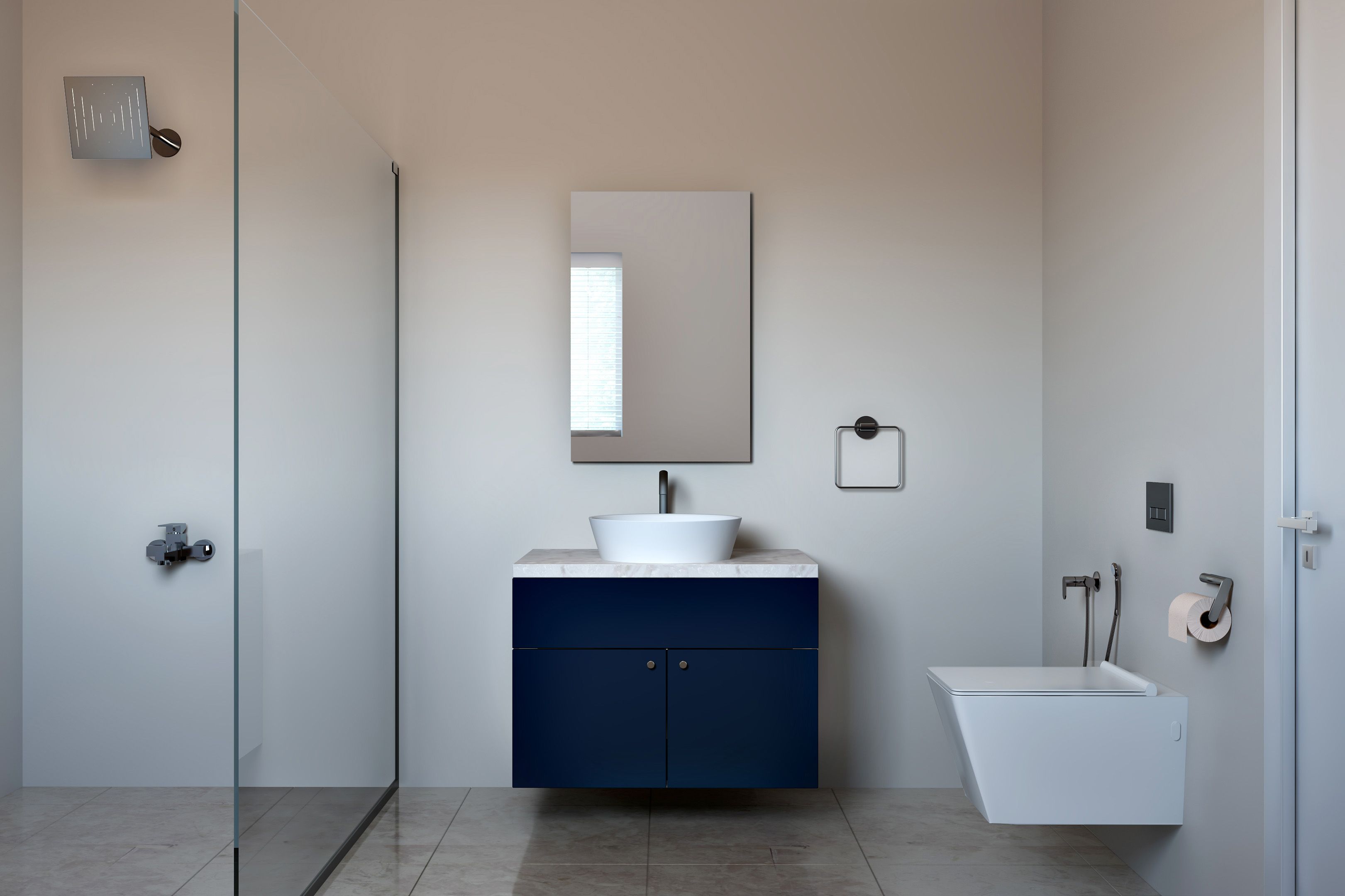 Ceramic Grey Bathroom Tile Design In Matte Finish