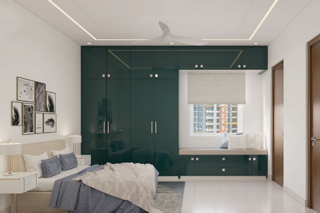 Single-Layered Rectangular False Ceiling Design For Modern Bedrooms