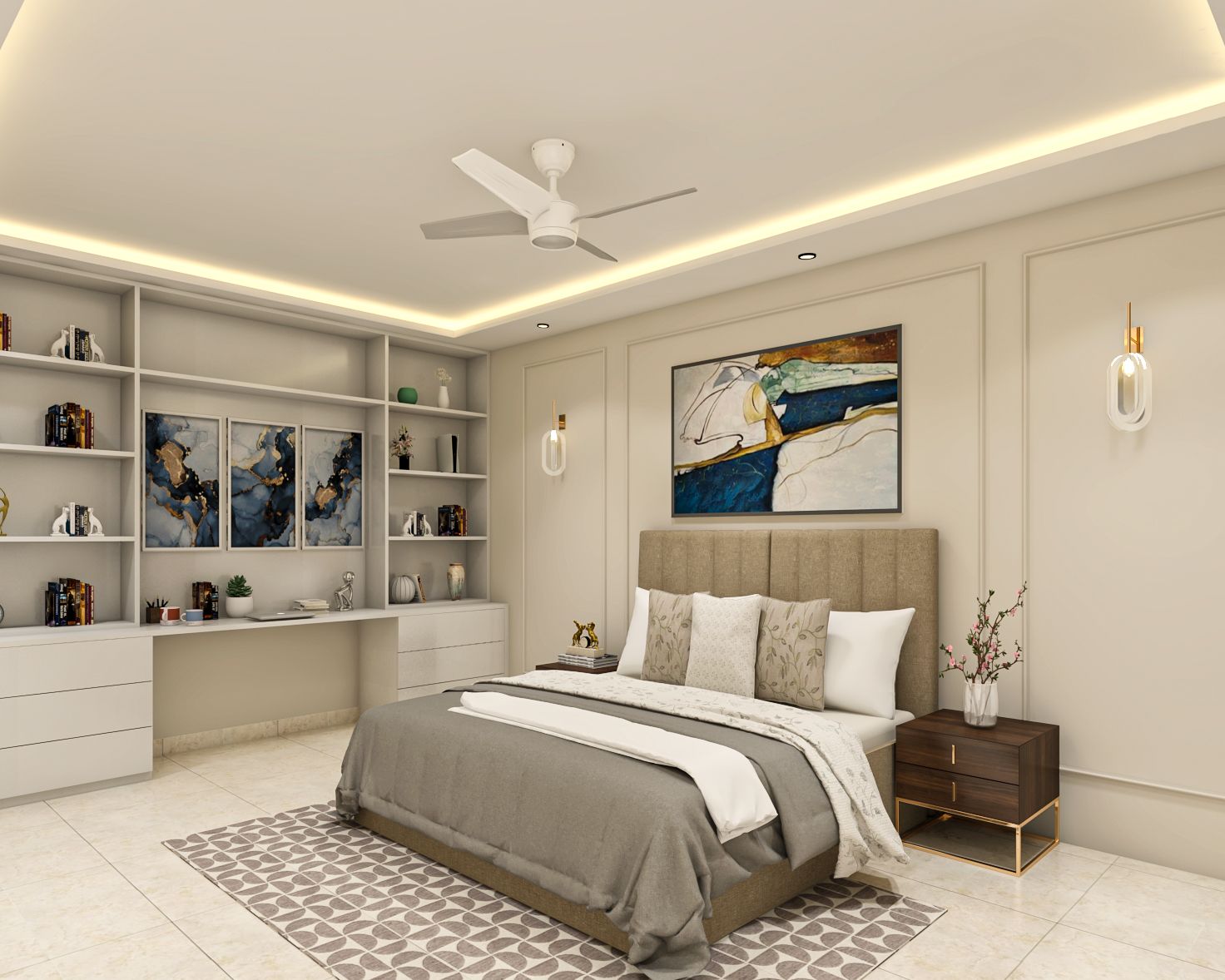 Spacious Single-Layered POP Bedroom False Ceiling Design - 13X10 Ft ...