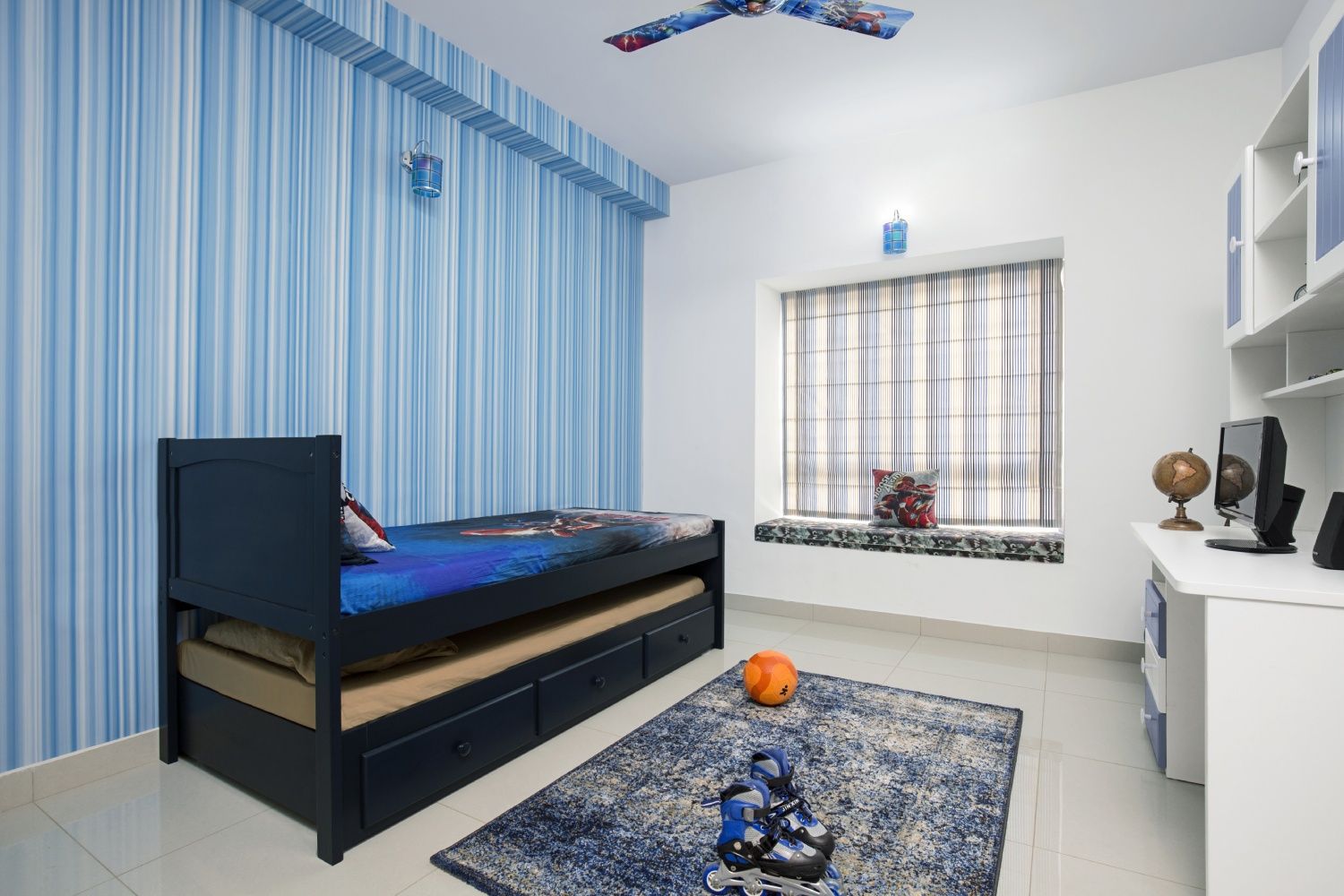 Modern Boys Room Design With A Swing Shutter Wardrobe And Loft Storage