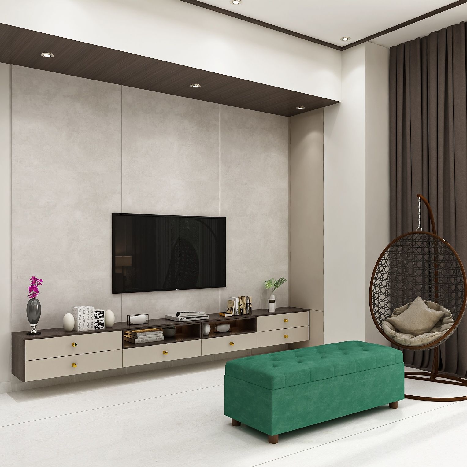 Contemporary TV Cabinet Design With Ambient Lighting