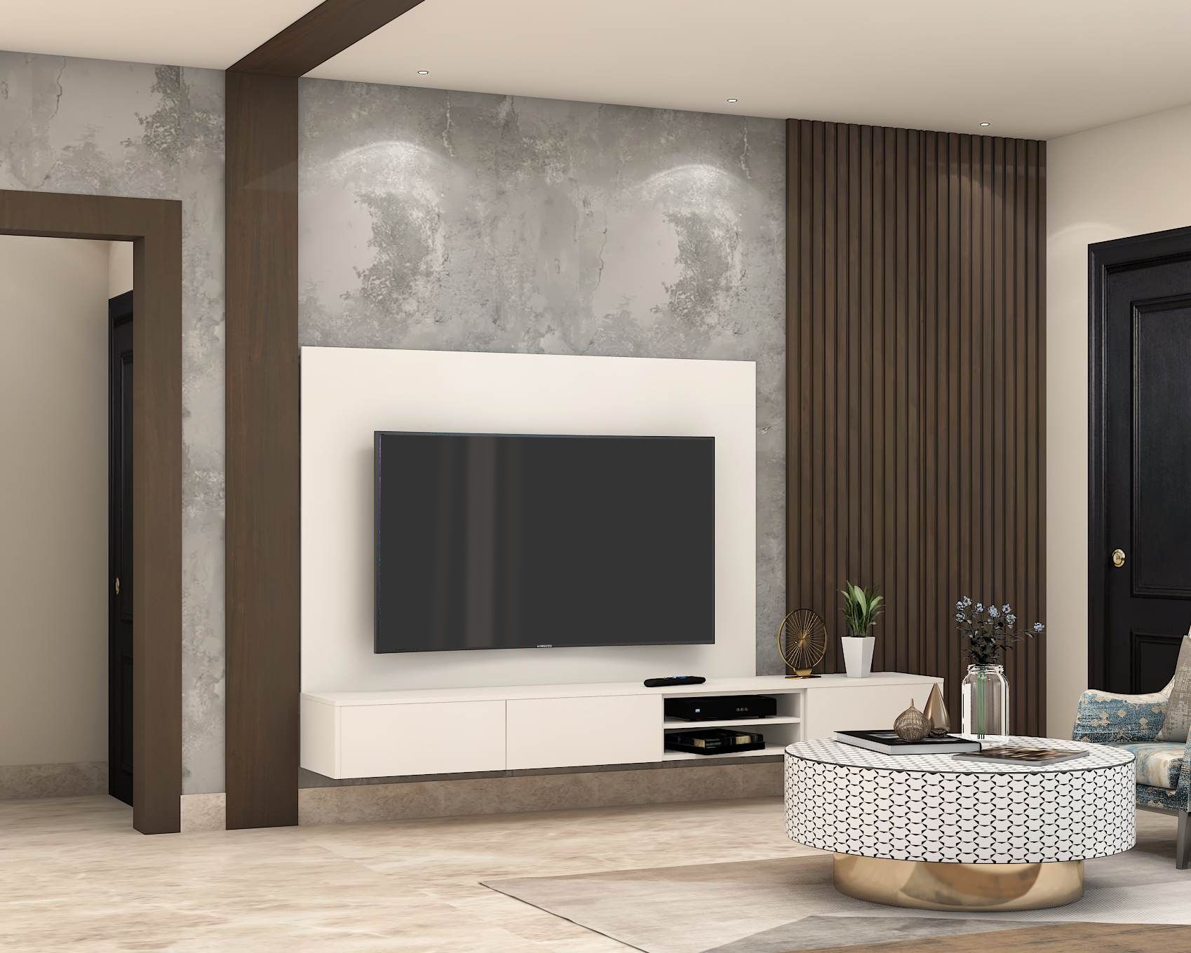 Modern Wall-Mounted TV Cabinet Design