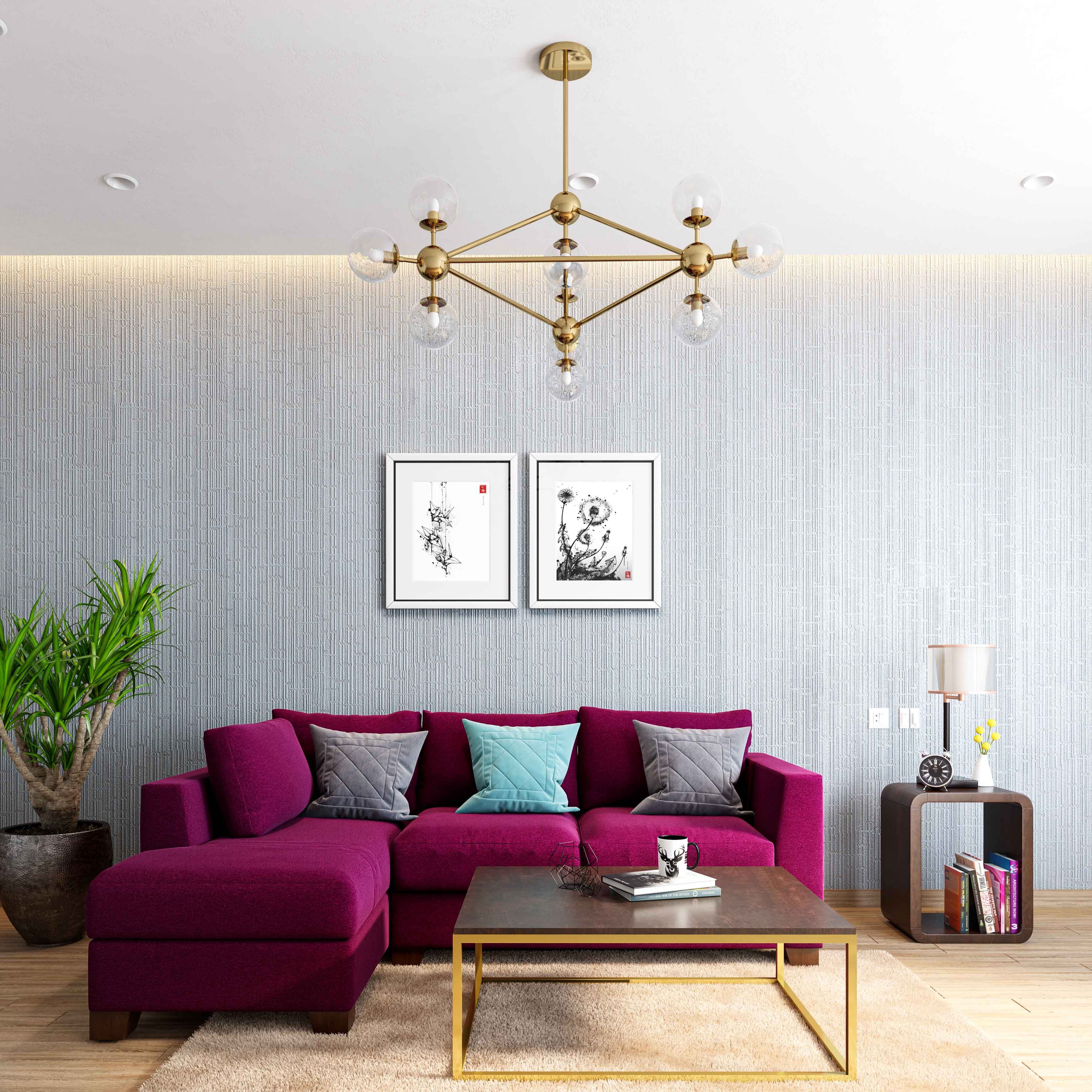 Modern White Living Room Wallpaper Design