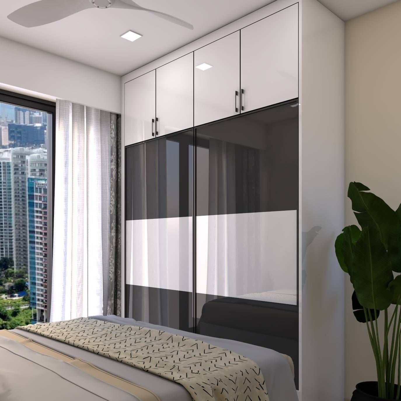 2-Door Bedroom Wardrobe Design With A Glossy Finish | Livspace