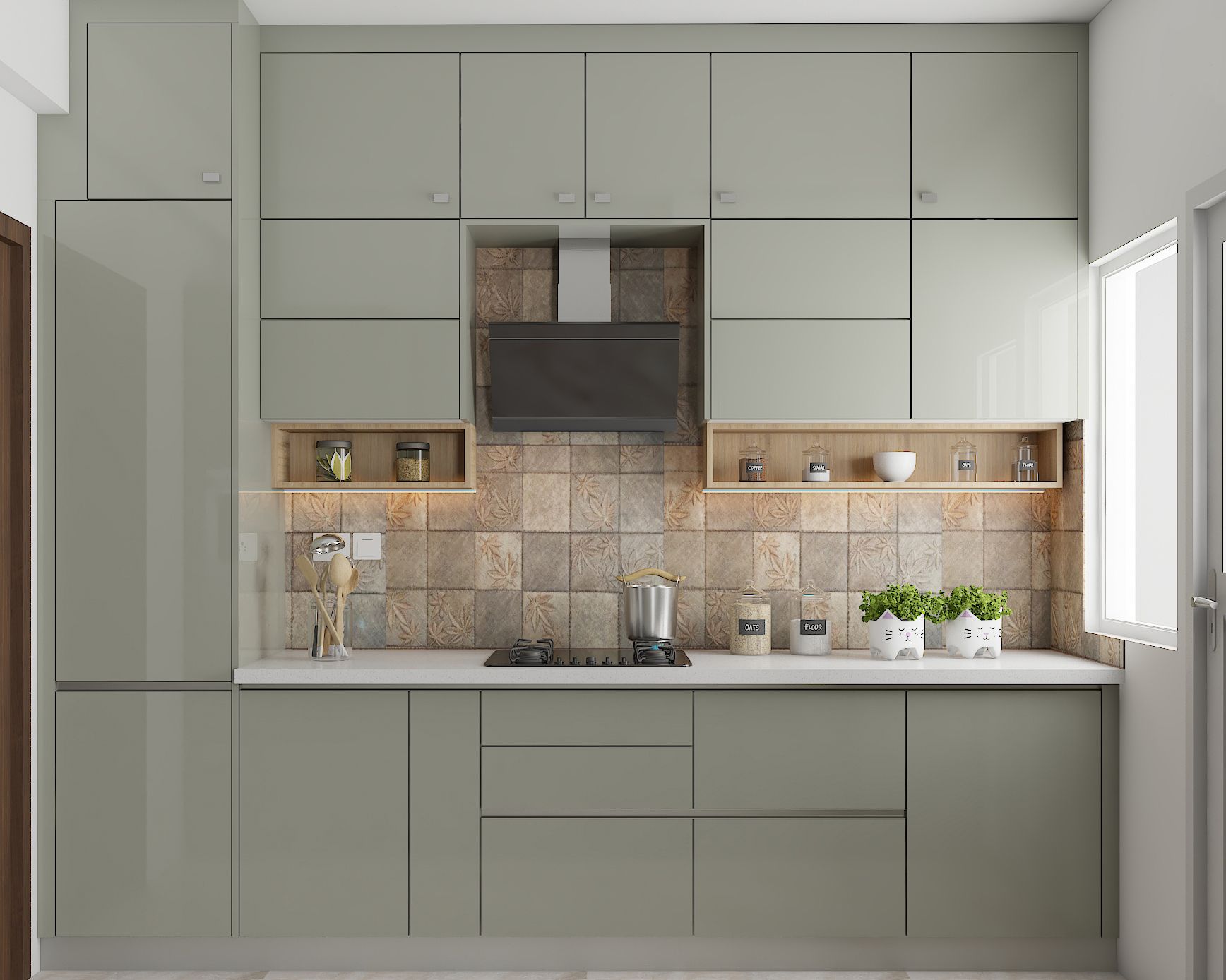 Contemporary Modular Dove Grey Parallel Kitchen Design