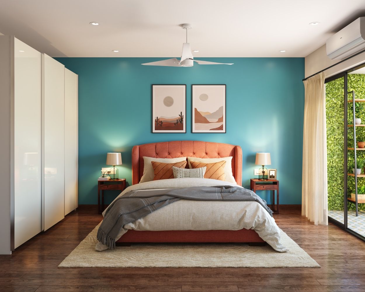 Modern Vibrant Blue Bedroom Wall Paint Design