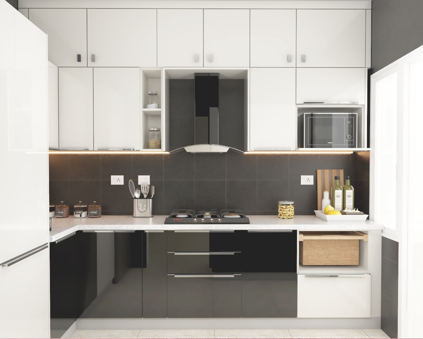 Premium Kitchen With Tall Unit for Storage and In-Built Appliances ...