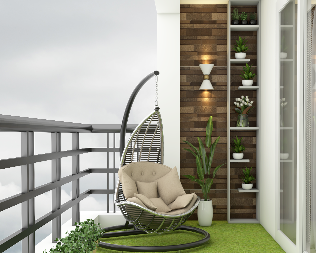 Comfortable and Compact Home Balcony Design | Livspace