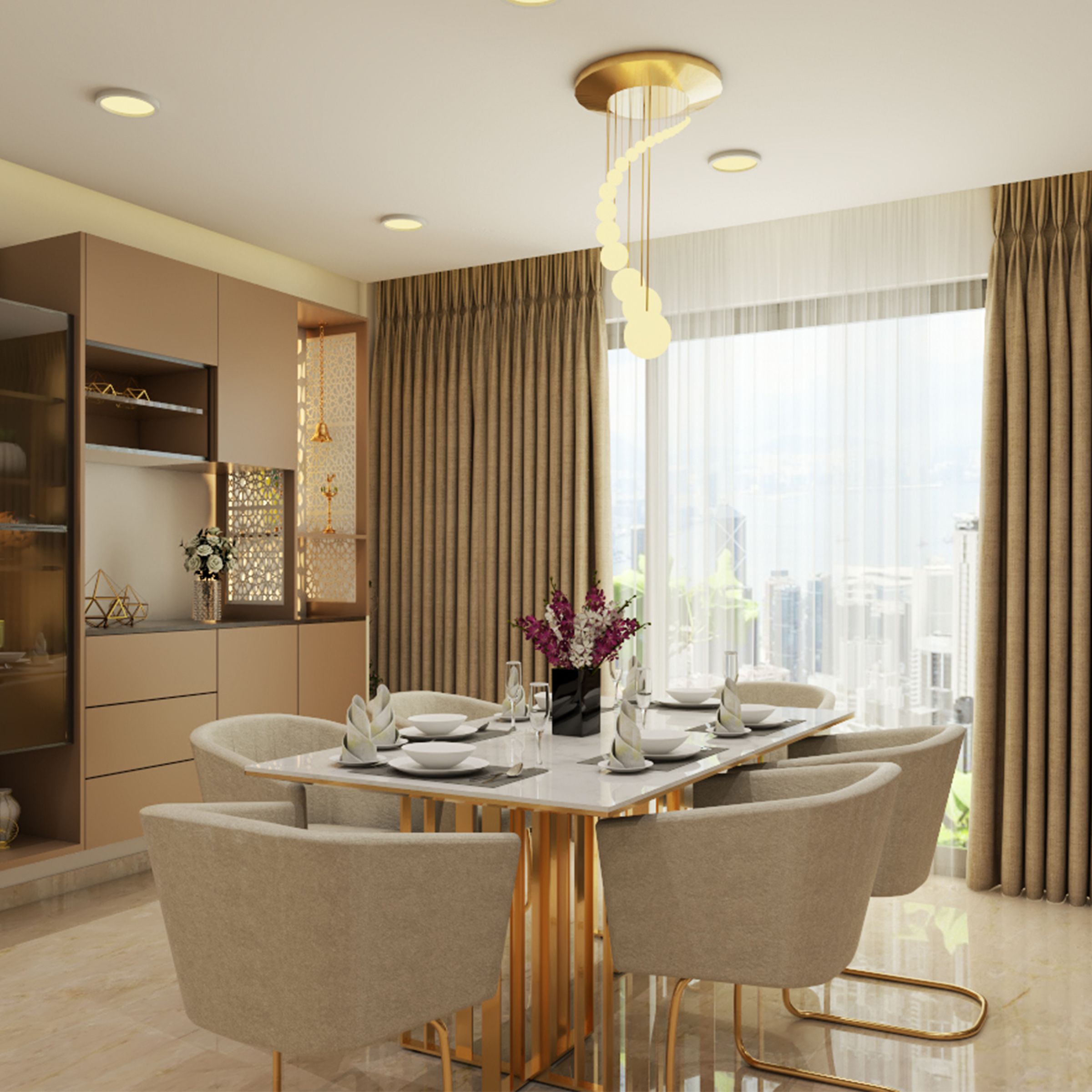 Luxurious Dining Area With Sleek Interiors | Livspace