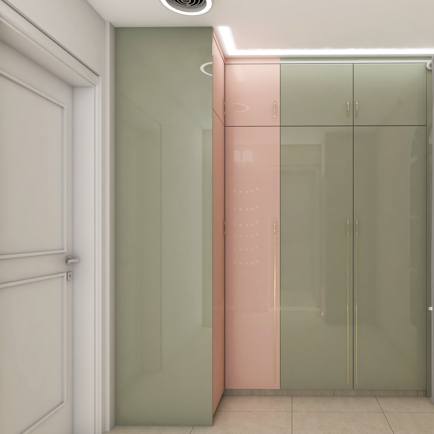 Glossy Wardrobe Design with Dual Colours