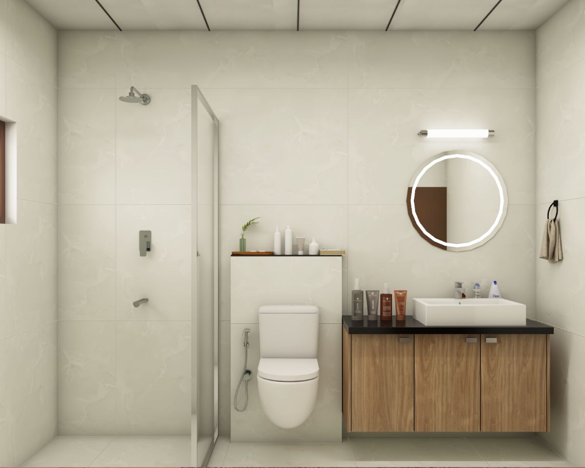 Modern Bathroom Design With Wooden Vanity