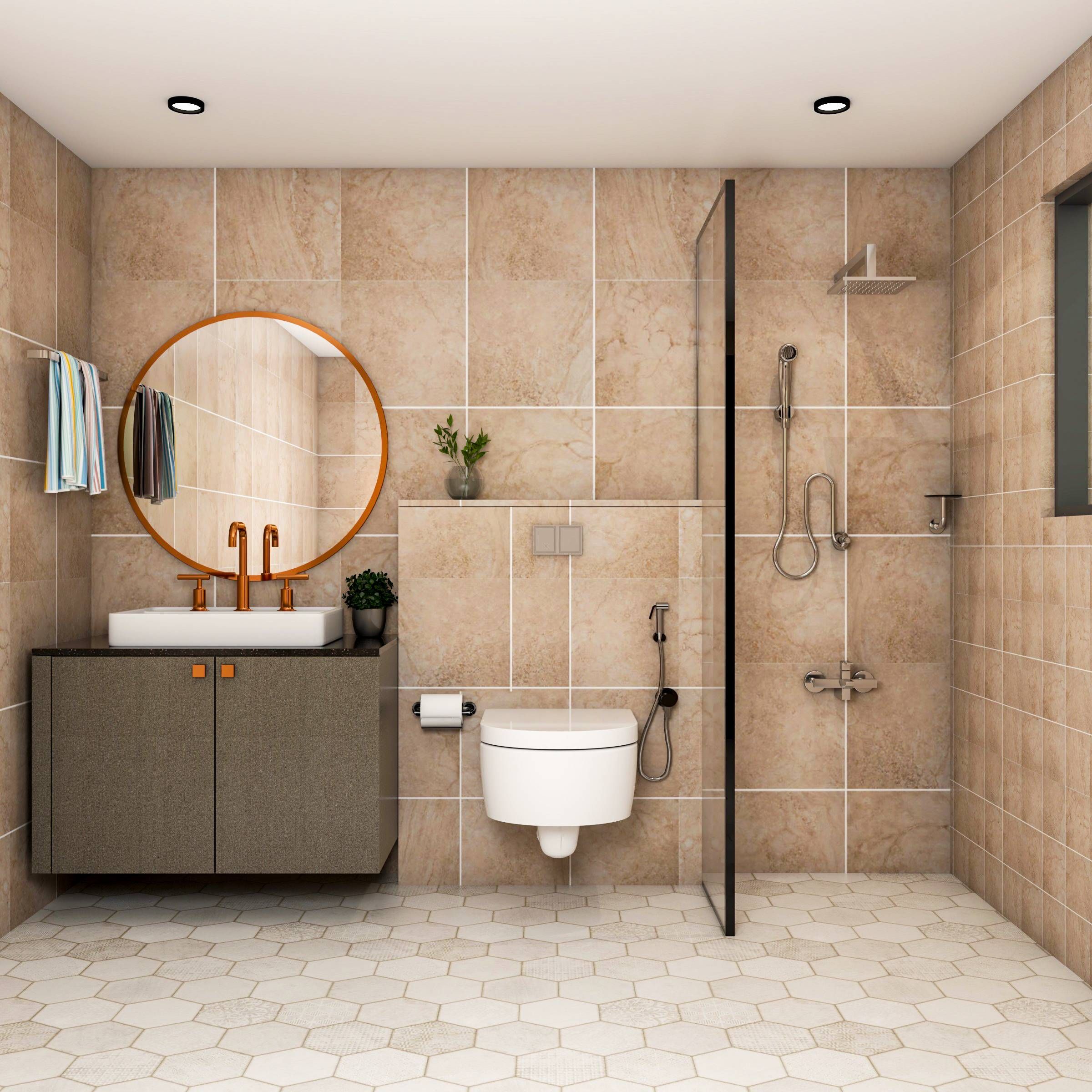 Brown Modern Spacious Bathroom Design