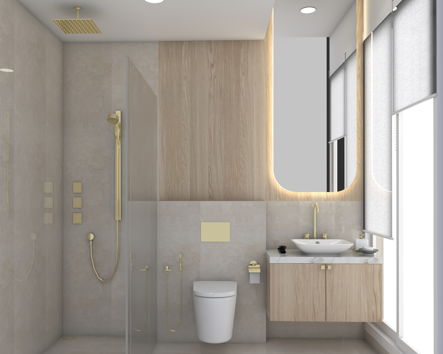 Contemporary Spacious Bathroom Design With Ambient Lighting