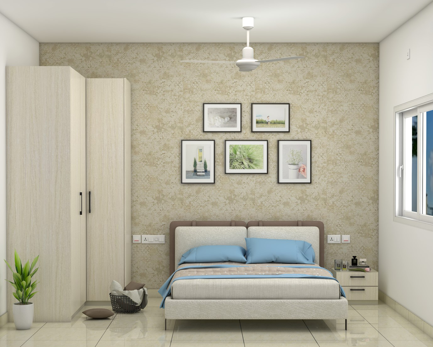 Modern Kid's Bedroom Design With L-Shaped Cupboard