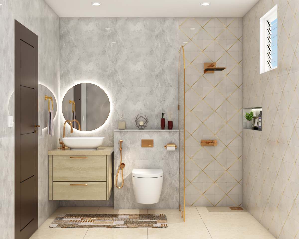 Classic Bathroom Design With Brass Fittings And Elegant Vanity Unit