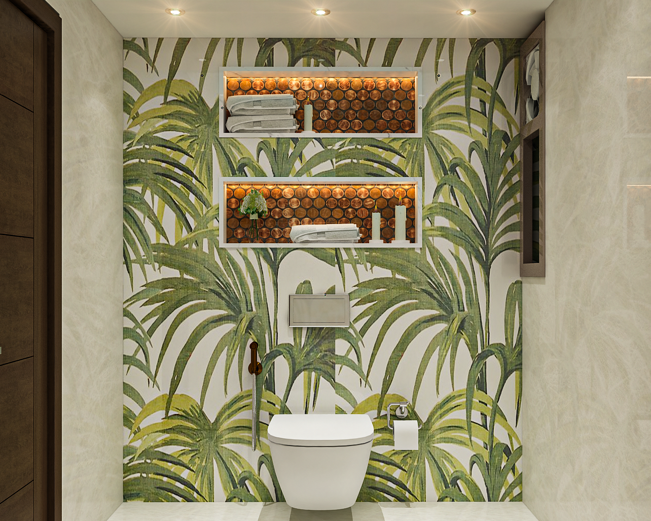 Bathroom tropical wallpaper  Badezimmer tapete Badezimmer einrichtung  Kleine toilette