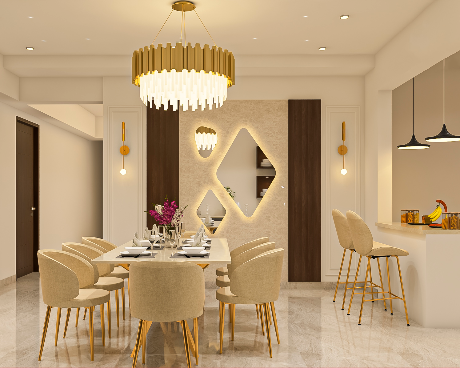 Classic Dining Room Design With Chandelier