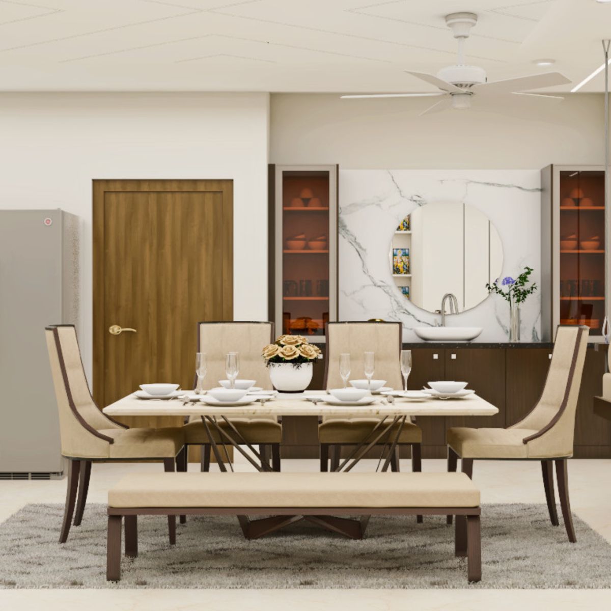 6-Seater Modern Dining Room Design