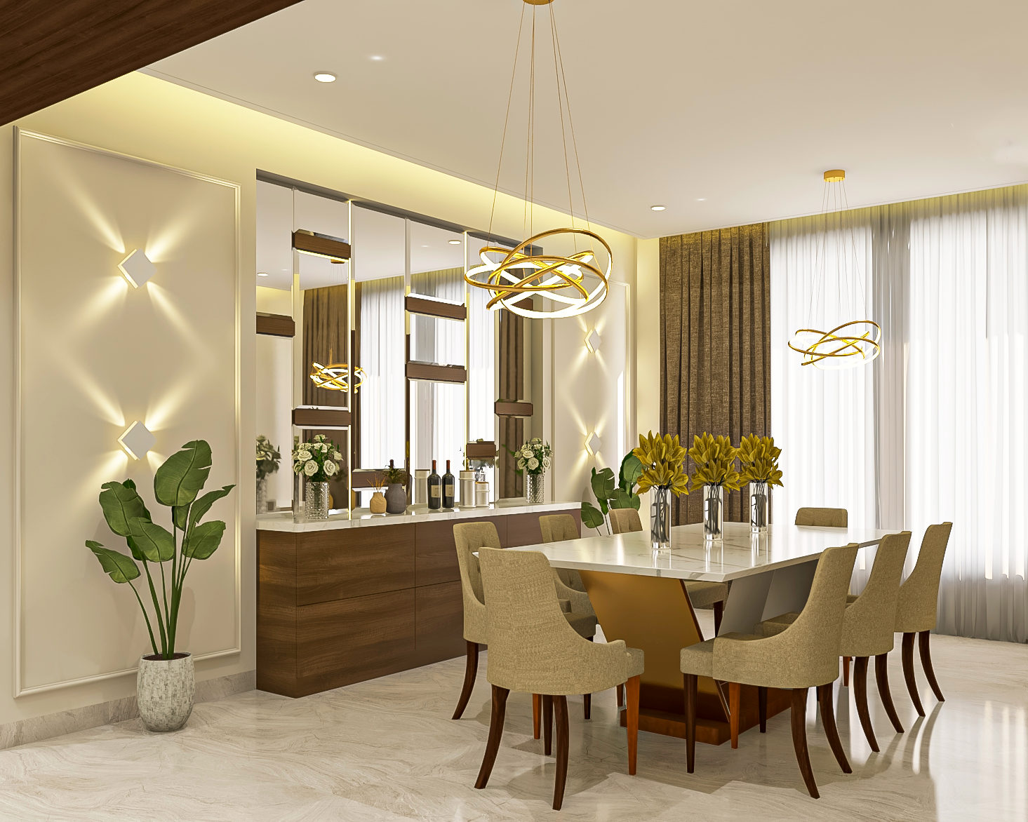 Modern Dining Room Design With Crockery Unit