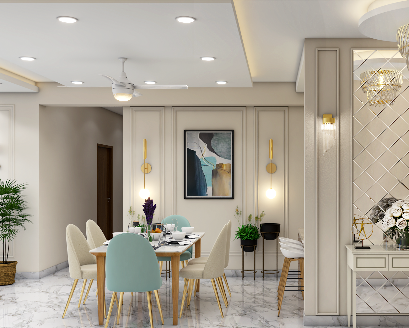 Classic Dining Room Design With Spacious Layout